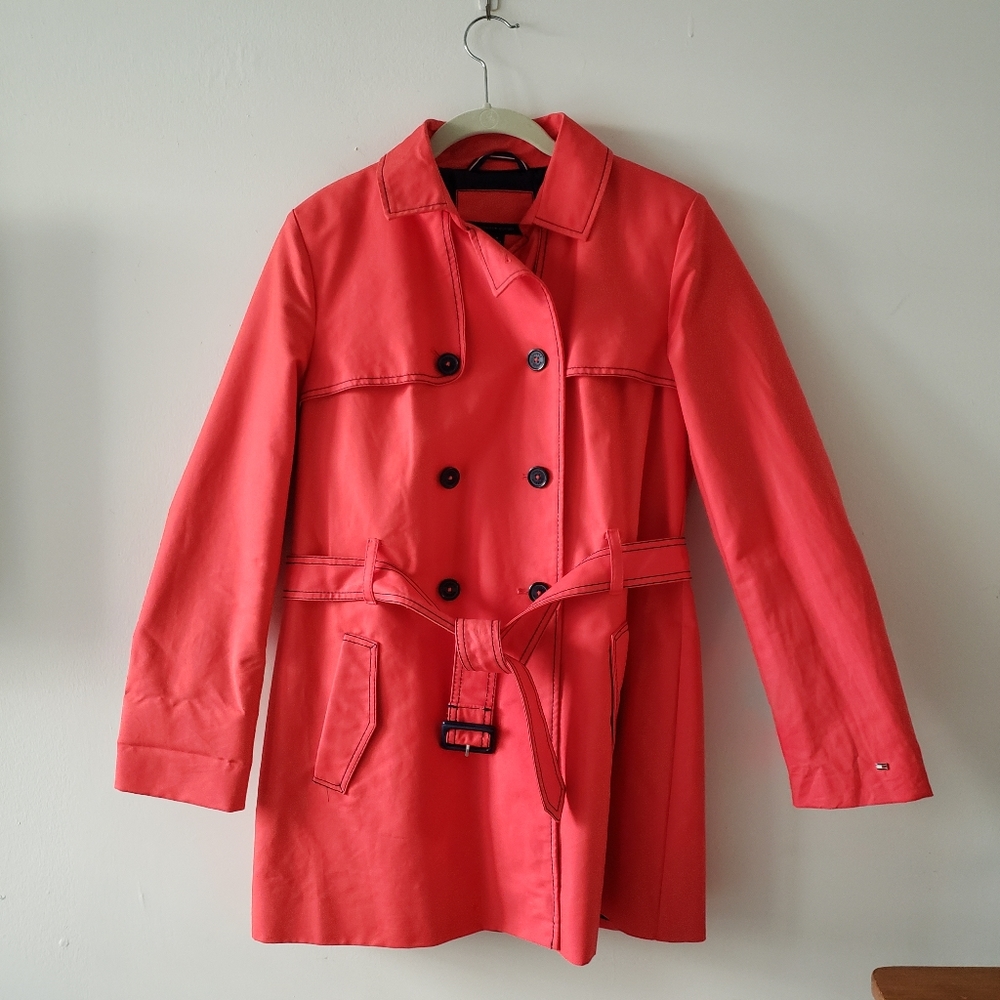 Tommy Hilfiger Coral Red Trench Coat - M
